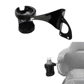 Passenger Drink Cup Holder for Motorcycle Harley Touring Electra Glide 2014-2021 Black