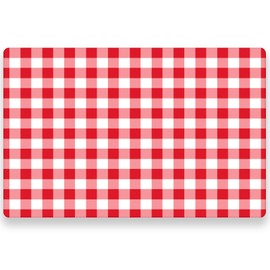 WRAPAHOLIC 50 Sheets Red and White Checkered Paper Placemats Set - 11 x 17 Inch Grid Disposable Table Mats for Dining Table Home Kitchen and Christmas Decorations