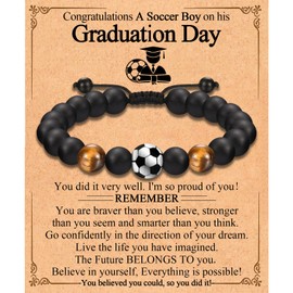 EFVISD Graduation Gifts for Him Boys, 2024 Graduation Soccer Bracelet Gifts for Teen Boys Him Son Grandson Nephew Brother Friend Boyfriend Soccer Players Team Fans
