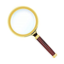 YFFSFDC Handheld Loupe Magnifier 5-10x Magnification 80mm Diameter Wooden Handheld Magnifying Glass Portable Convenient for Maps, Magazines, Newspapers, Reading, Kids, Seniors and Professionals