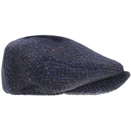 Biddy Murphy, Irish Tweed Cap Made in Ireland Flat Cap with Curved Peak Slim Look Blue M