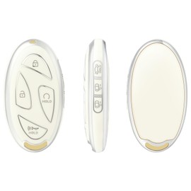 OFFCURVE Car Key Cover Car Key Case Key Fob Cover Car Key Protector 7 Buttons Compatible with Hyundai Ioniq 6 Grandeur GN7 Kona EV SX2 Grand Prix Azera (White Silver)