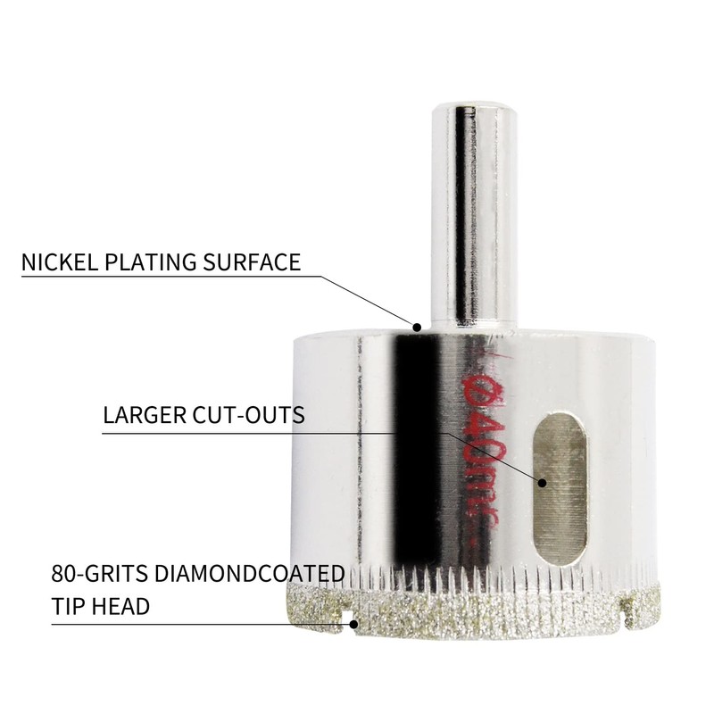 LAIWEI Diamond Hole Saw 40mm, Glass, Ceramic, Granite, Marble Drill