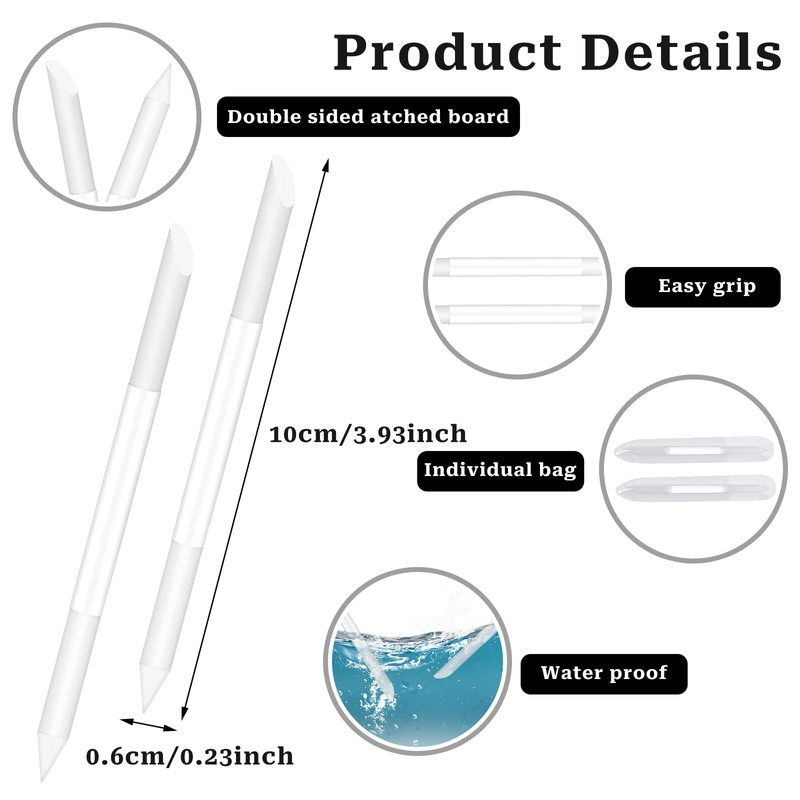 Pack of 2 Glass Nail File Round Double-Sided Cuticle Pusher