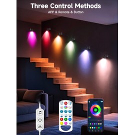 Tyute RGB Color Changing Spotlights - 16 Million Colors, App & Remote Control, Dimmable LED Downlights for Home Mood Lighting