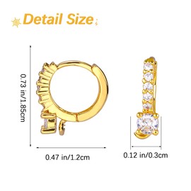 BEEFLYING 5pairs Cubic Zirconia Earring Hoops Real 18K Gold Plated Leverback Brass Earrings Findings for Women Girls DIY Jewelry Making