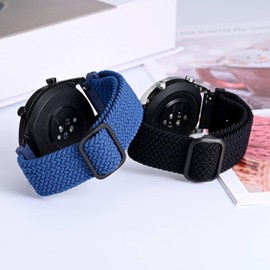 BISONSTRAP Pack of 2 Braided Nylon Bracelets, Improved Adjustable Buckle, Stretchy Loops, Watch Strap for Men and Women, Compatible with Watch Lugs of 16 mm, 18 mm, 19 mm, 20 mm, 22 mm, 24 mm, Nylon,