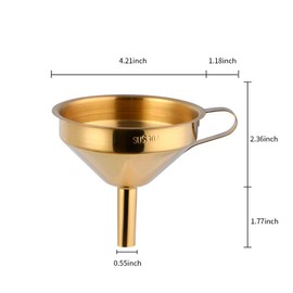 Funnel with Detachable Filter,Silver 18/8（304）Stainless Steel by BUY THINGS! (Orange Red)
