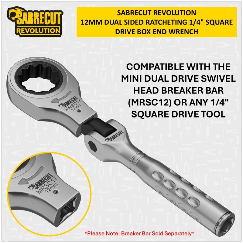 SabreCut 1 x MRSC17 12mm Dual Sided Ratcheting Wrench 1/4"