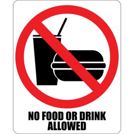 NO FOOD OR DRINK Sticker Decal waterproof outdoor high quality white background