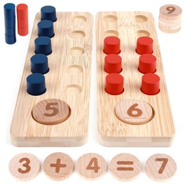 DINORUN Montessori Toy from 3 4 5 6 Years, Wooden Toy Addition and Subtraction within 20 with Storage Bag, Children's Games from 3 4 5 6 Years