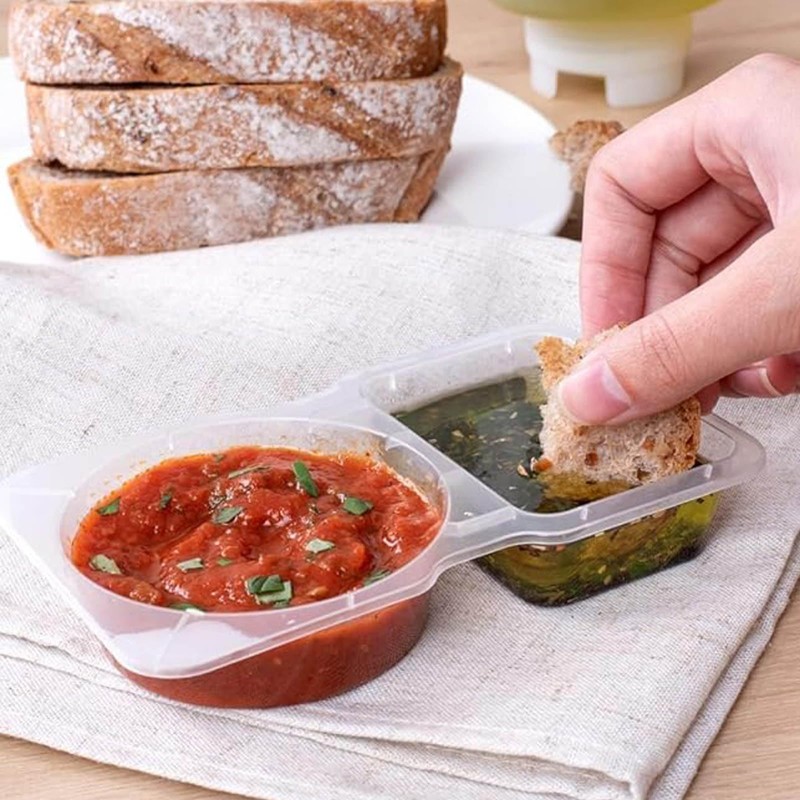 40-Count Reusable Plastic Condiment Double Compartment Snack & Sauce with