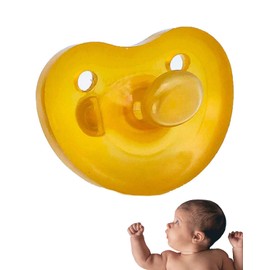 Simply Rubber Pacifiers - Shorter Nipple (Less Gagging) - Orthodontic - Small Newborn (0-6 mos) - Heart-Shape Shield - Natural Rubber Pacifier - One Piece - Handcrafted in Italy - 1-Pack