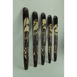Set of Five 39 Inch Hand Carved African Style Tribal Masks Wall Bar Decor