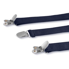 H HOME-MART Y Back Suspenders for Men - Adjustable Size Elastic 1 inch Men's Braces Wide Suspender Brace for Women Heavy Duty Clips (Navy Blue)