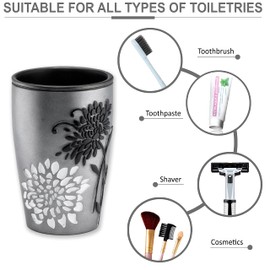 Zahari Home 4pc Erica Bathroom Accessories Sets Modern Classic Soap Dispenser, Tumbler, Tooth Brush Holder and Soap Dish Holder Unique Design Grey Bathroom Set