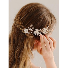 Denifery Flower Bridal Hair Pins Pearl Bride Wedding Hair Accessories Rhinestone Hair Piece for Bride and Bridesmaid (Silver)