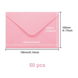 WYAN Mini Envelopes - Pack of 50 15 x 10 cm Pink Envelopes, Christmas Envelopes for Gift Cards, Greeting Cards, Weddings, Business, Invitations (Cards Excluded)