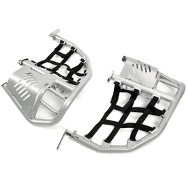 KUAFU Nerf Bars Foot Peg Heel Guard Aluminum Compatible with All Years Honda 400EX 400X (Silvery Nerfs + Black Nets)