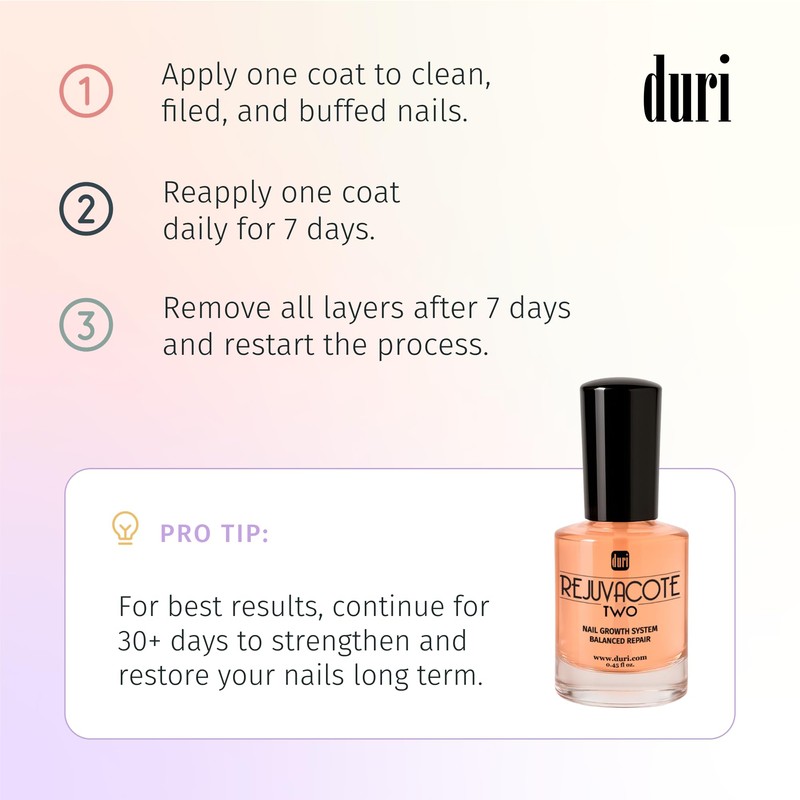Duri Rejuvacote 2 Nail Growth Base and Top Coat, Balanced