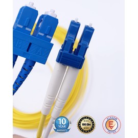 Elfcam® - Glasfaser-Kabel LWL LC/UPC zu SC/UPC, Glasfaser Patchkabel OS2 Singlemode Duplex 9/125um LSZH, 1M
