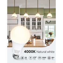 KINDEEP A21 LED Bulbs, 150-200 Watt Equivalent High Watts Bulbs, 23W Super Bright Light Bulbs E26 Base, 2500 Lumens, 4000K Natural White for Your Home Office, Store, Garage, Warehouse, Non-Dim, 6-Pack