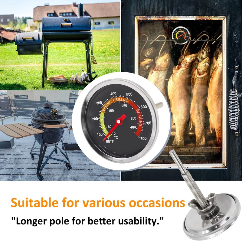 Stainless Steel BBQ Smoker Grill Thermometer - Precise Temperature Gauge