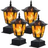 Dynaming Solar Flame Post Lights Outdoor, Solar Powered Lamps Fence