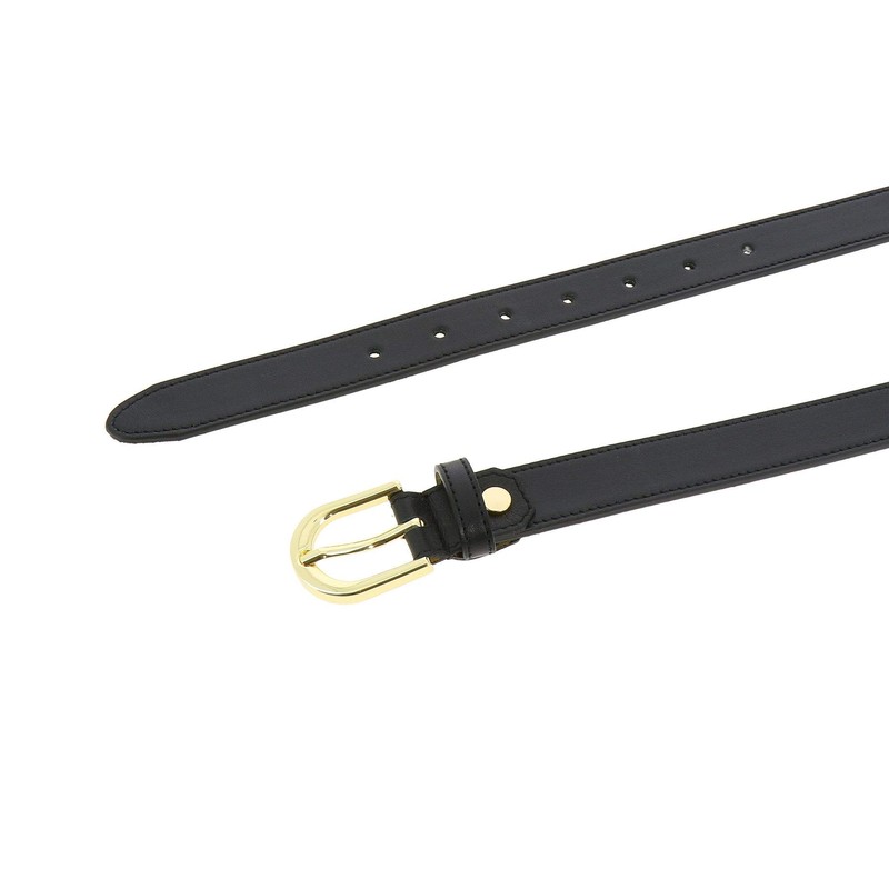 FASHIONGEN - LUNA Women's Italian Leather Belt, Black (gold buckle)