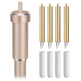 4 Replacement Blades and Deep Cutting Housing for Cricut Explore Air 2/3, for Cricut Maker 3, Deep Cut Blade 30/60 Degree, Deep Foam Blade, Chipboard, Leather Cutting Tool (Gold)