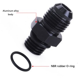 YOMIRACING 6AN Male Flare to M12x1.5mm Aluminum Straight Black Male Fuel Rail Adapter Fitting,(Pack of 2)