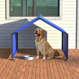 Unbranded Dog Shade Shelter Outdoor Tent for Small Medium Dogs, Waterproof Sun Protection - Blue + Metal