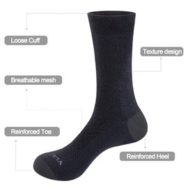 YUEDGE Women's Dress Socks Breathable Black Cotton Socks Basic Essential Everyday Socks For Women Size 6-9, 5 Pairs