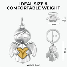 GERNEO® Luna Guardian Angel Keyring - Lucky Heart Charm in Gold, Rose Gold or Silver, gold