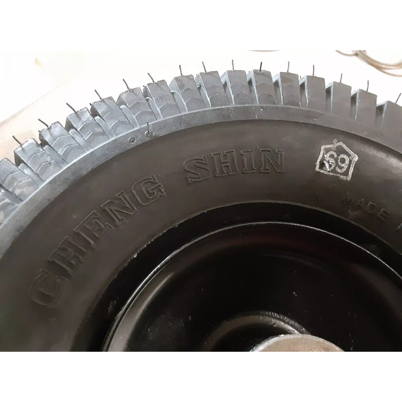 Cheng Shin 4.10/3.50-4 Tire with Wheel Assembly 5/8 Axle Brass