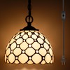 Small Tiffany Pendant Light Stained Glass Plug in Hanging Lamp