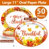 50PCS Thanksgiving Oval Paper Plates Large 11” Disposable Fall Party
