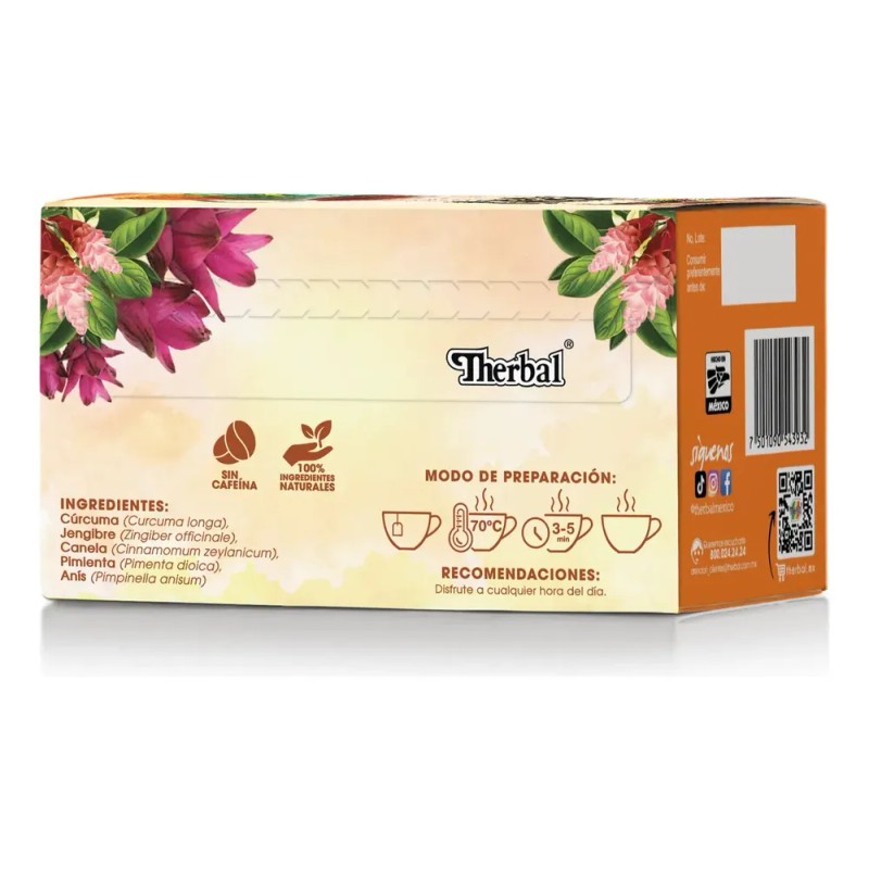 Té De Cúrcuma Con Jengibre Therbal 25 Sobres