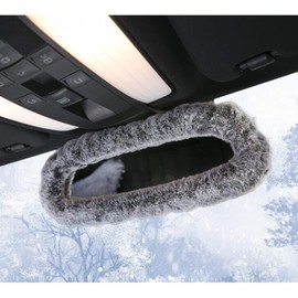 BlingSHD Plush Car Rear View Mirror Cover Car Interior Decor Accessories Ornaments-Gray