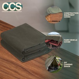 Extra Heavy Duty Waterproof Iron Horse Canvas Tarp by CCS CHICAGO CANVAS & SUPPLY – Extra Durable Multipurpose Tarp Cover with Rustproof Grommets for Industrial & Commercial Use, Black, 8 by 10 Feet