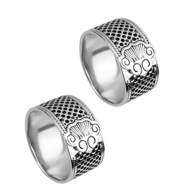 2 Pieces Adjustable Silver Cloud Design Sewing Thimble Rings, Metal Finger Guards, Adjustable Finger Protectors and Fingertip Thimbles, Suitable for Hand Sewing, Quilting and Embroidery