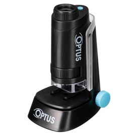 Optus Taschenmikroskop 40x-120fach Vergrößerung mit LED-Beleuchtung, Ständer und Objektklemmen - Kompaktes Handmikroskop für unterwegs
