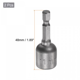 sourcing map Quick-Change Nut Driver Bit, 1/4" Hex Shank 11mm Magnetic Nut Setter Drill Bits, 1.89" Length, Metric 2 Pcs