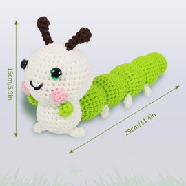 Posurry Crochet Kit for Beginners Animals. Suitable for Adults and Kids. The Customized Yarn is Ideal for Women Beginners.,Includes Detailed Video Tutorials and Ilustrations,It's a Cute Caterpillar