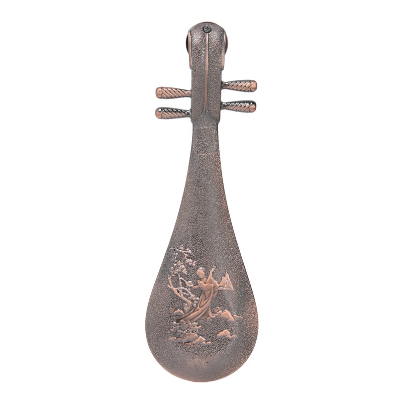 Incense Burner Holder Unique Chinese Lute Design Premium Copper Sturdy