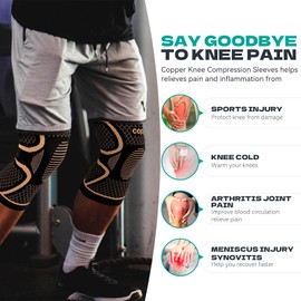 INDEEMAX Copper Knee Brace for Women Men 2 Pack, Knee Compression Sleeve for Knee Pain, Arthritis, Running,Sports and Recovery Support, XL