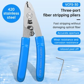 Duogalia Fiber Optic Stripper 3 Port Hole Fiber Optic Stripping Tool with 6" handle - Hex Key Adjustable For Jacket, Buffer, and 125μm-250μm Coating Stripping Tool (3 Pack)