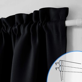 NICETOWN Black Short Curtains 2 Panels for Window/French Door, Rod Pocket Thermal Insulated Functional Sunlight Blocking Room Darkening Blinds for Kitchen(25 Wide by 40 Long, 2 Pieces)