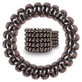 Specora - Spiral Hair Scrunchies Pack of 10 - 5 cm TPU Anthracite - Phone Cable Hair Bobbles Made of TPU - Elastic Hair Bobbles for Women & Girls - No Pulling, Less Hair Breakage & Tangling