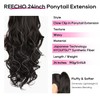 REECHO Ponytail Extension, 24" Claw Clip in Ponytail Extension Long